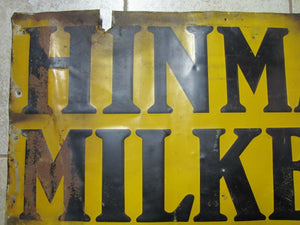HINMAN MILKERS SALES SERVICE Antique Ad Sign Embossed Metal Farm Equip 1900s