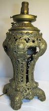 Load image into Gallery viewer, Antique VICTORIAN 1800&#39;s Figural &amp; Decorated Oil LAMP - ornate design throughout
