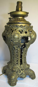 Antique VICTORIAN 1800's Figural & Decorated Oil LAMP - ornate design throughout