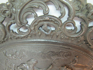 Neptune Cherub Horses Waves Old High Relief Wall Plaque Charger Ornate Artwork