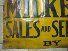 Load image into Gallery viewer, HINMAN MILKERS SALES SERVICE Antique Ad Sign Embossed Metal Farm Equip 1900s
