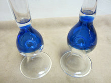 Load image into Gallery viewer, Krosno Poland Art Glass Vases Pair Beautiful Clear and Blue Glass Large Small
