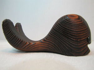 Mid Century Modern Hand Crafted Wooden Whale Witco Tiki ornate detailing McM