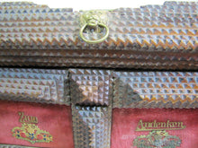 Load image into Gallery viewer, Tramp Art ZUM ANDENKEN IN MEMORIUM Ornately Decorated Antique Box Folk Artwork
