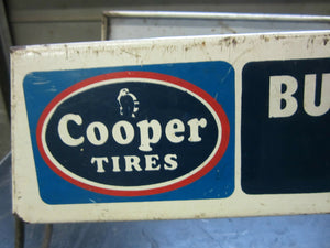 Vintage COOPER TIRES Store Display Sign - double signs Auto Gas Oil advertising