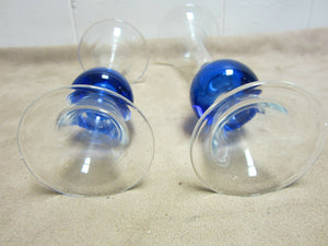Krosno Poland Art Glass Vases Pair Beautiful Clear and Blue Glass Large Small