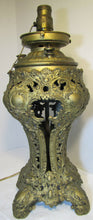 Load image into Gallery viewer, Antique VICTORIAN 1800&#39;s Figural &amp; Decorated Oil LAMP - ornate design throughout
