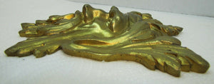Exquisite 19c Antique Brass Figural Face Ornate High Relief Scary Architectural