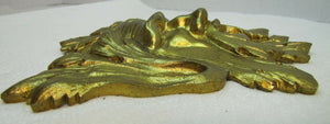 Exquisite 19c Antique Brass Figural Face Ornate High Relief Scary Architectural