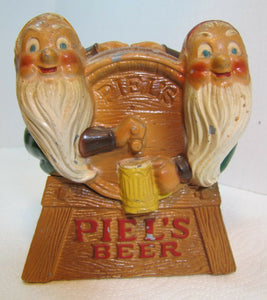 PIEL'S BEER GNOMES KEG Old Advertising Metal Bar Pub Tavern Display Piel Bros NY