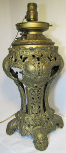 Antique VICTORIAN 1800's Figural & Decorated Oil LAMP - ornate design throughout