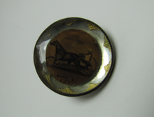 Load image into Gallery viewer, 19c MAUDE S Harness Horse Bridle Rosette 1800s Racing Champion Bevel Cut Glass Brass Backed

