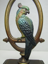 Load image into Gallery viewer, BRADLEY HUBBARD B&amp;H PARROT COCKATOO Antique Doorstop Decorative Art Statue Figural Bird Perched in Ring
