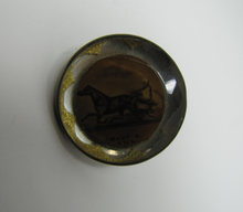 Load image into Gallery viewer, 19c MAUDE S Harness Horse Bridle Rosette 1800s Racing Champion Bevel Cut Glass Brass Backed
