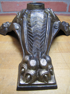 Antique Cast Iron Flag Pole Stand Claw Paw Feet Ribbed Legged Scrollwork Ornate