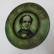 Load image into Gallery viewer, TOM MOORE CIGARS Antique Advertising Tray Tip Card Trinket Ashtray SAVAGE Co NY
