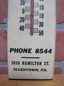 WENZ Co MEMORIALS MAUSOLEUMS ALLENTOWN PA Old Wood Advertising Thermometer Sign