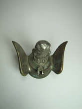 Load image into Gallery viewer, 1920s Art Deco Winged Hood Emblem Radiator Cap Flip Top Owl Topper Boyce Moto-Meter Chevrolet Auto Truck Hot Rod Rat Rod
