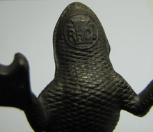 Load image into Gallery viewer, RH Co Antique Cast Iron Figural Frog Paperweight Decorative Art Small Statue Reading Hardware Co Turn of Century 1900+-
