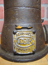 Load image into Gallery viewer, COOK DEEP-WELL PUMPS RHTF Antique Advertising Cast Iron Doorstop Sign Promo Statue Figural Pump
