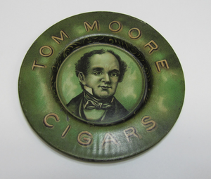 TOM MOORE CIGARS Antique Advertising Tray Tip Card Trinket Ashtray SAVAGE Co NY