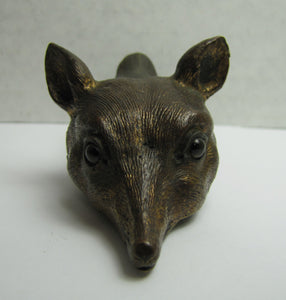 FOX Antique Decorative Arts Paperclip Bronze Brass with Glass Eyes Exquisite Ornate Fine Detailing