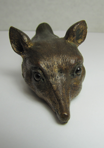 FOX Antique Decorative Arts Paperclip Bronze Brass with Glass Eyes Exquisite Ornate Fine Detailing