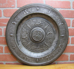 Antique Mythological Characters Scenes Decorative Arts High Relief Metal Charger Plaque Grand Tour Design Style Ornate