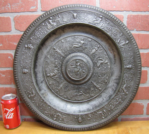 Antique Mythological Characters Scenes Decorative Arts High Relief Metal Charger Plaque Grand Tour Design Style Ornate