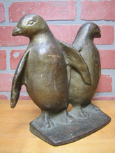 Load image into Gallery viewer, PENGUINS Antique Cast Iron Twin Birds Doorstop Decorative Art Statue Door Stop

