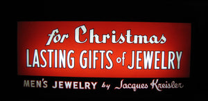 JACQUES KREISLER MENS JEWELRY CHRISTMAS GIFTS Reverse Glass Lighted Store Display Advertising Sign
