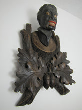 Load image into Gallery viewer, FOLK ART MANS HEAD WALL MOUNT WOODEN PLAQUE CIGAR STORE SIGN AD ARTWORK BLACK AMERICANA
