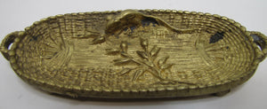 Antique Mouse Rat Brass Basket Wheat Decorative Arts Tray Card Tip Pin Ring Jewelry Trinket Knick Knack