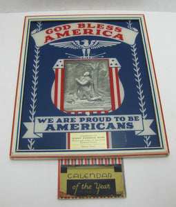 GOD BLESS AMERICA WE ARE PROUD TO BE AMERICANS MASON TEXAS NATIONAL BANK 1942 Sign Calendar