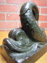 Load image into Gallery viewer, Antique Double Dauphin Koi Devil Fish NAL Co HDW Doostop Decorative Art Statue
