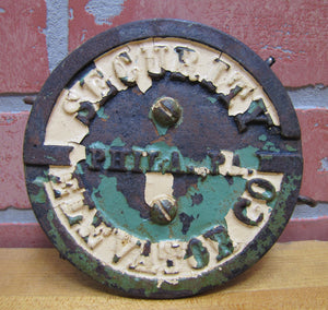 SECURITY ELEVATOR Co PHILA Pa Old Cast Iron Plaque Sign Architectural Hardware Salvage Element Advertising